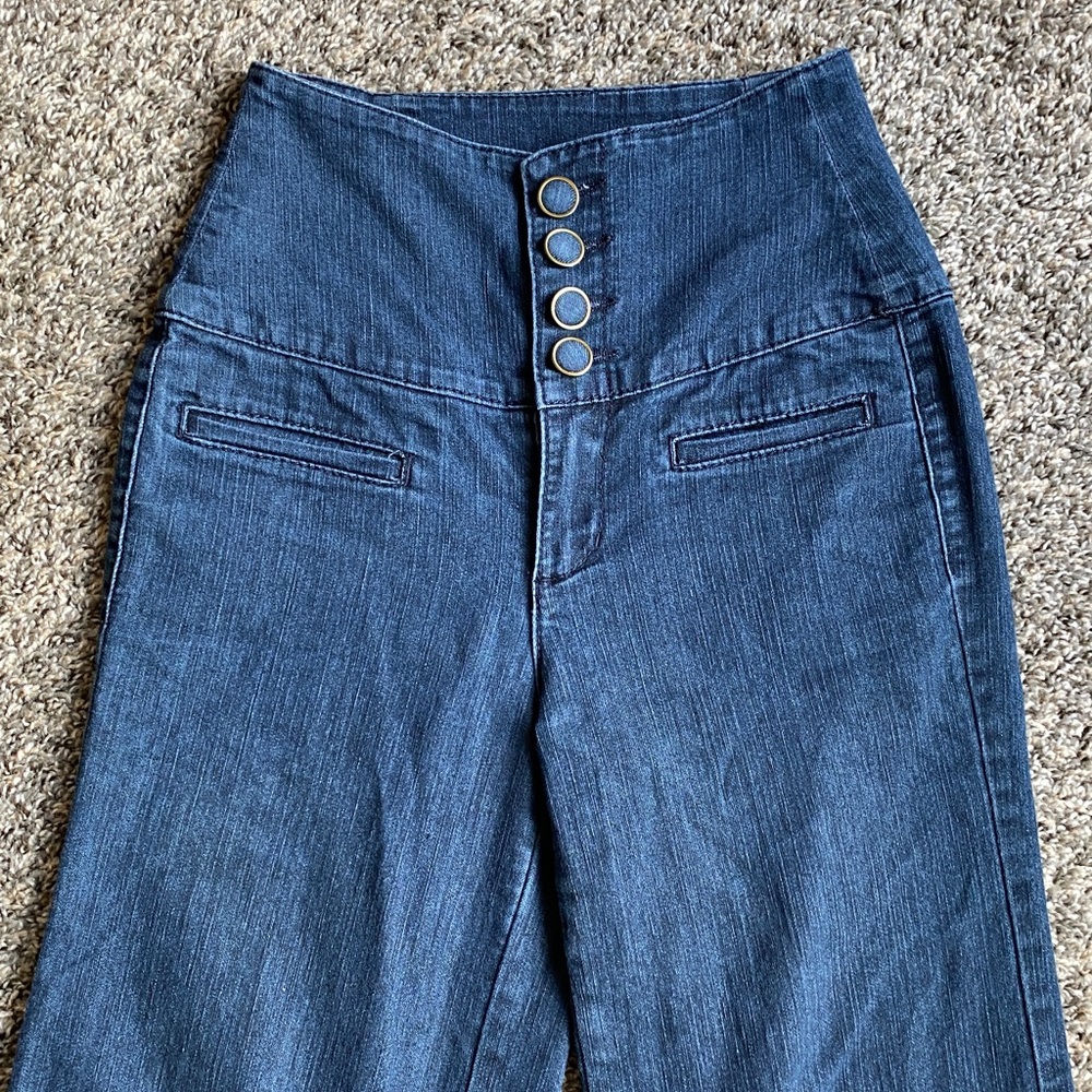 Vintage Style High-Waisted Wide Leg Blue Denim Pants